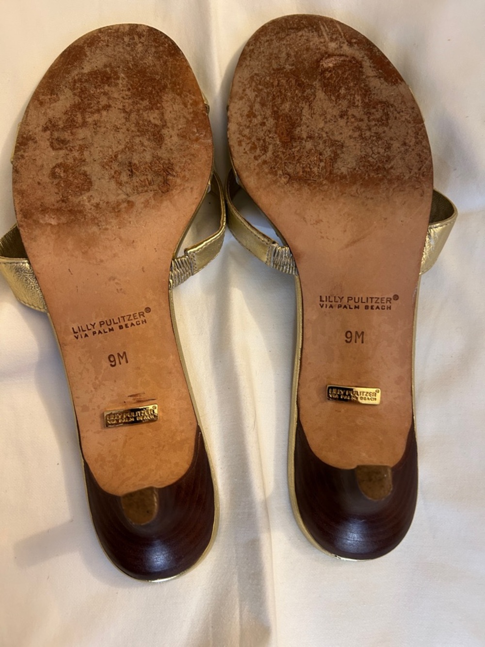 Lilly Pulitzer Metallic Gold Crisscross Slide Mules - Picture 3 of 3